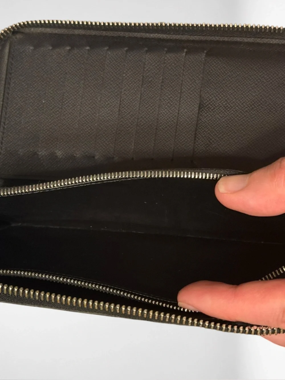 Louis Vuitton Damier Graphite Zip Around Long Wallet Black Gray Made in Spain